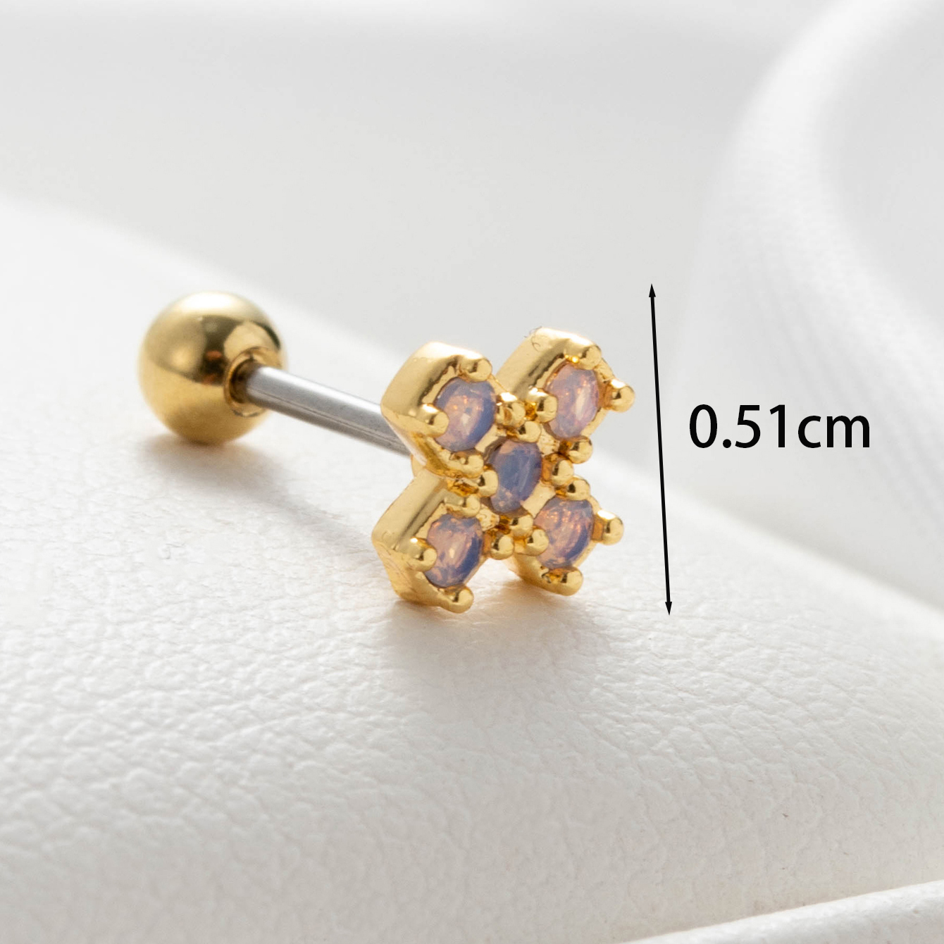 1 Piece Simple Series  Titanium Steel   Gold Color Zircon Women's Stud Earrings h5 